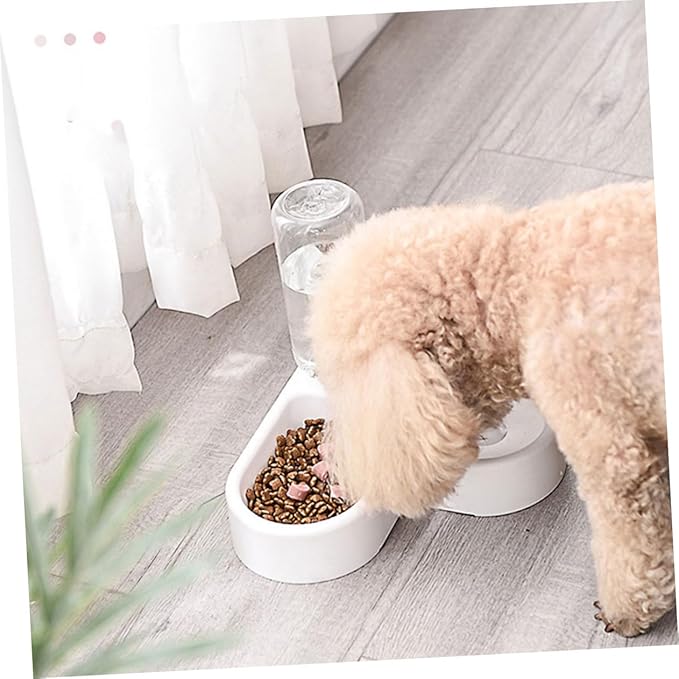 Didiseaon 2pcs Corner Shape Pet Feeder Automatic Water Dispenser for Dogs and Cats Double Bowl Design for Food and Water Lightweight Material Easy to Non- Base