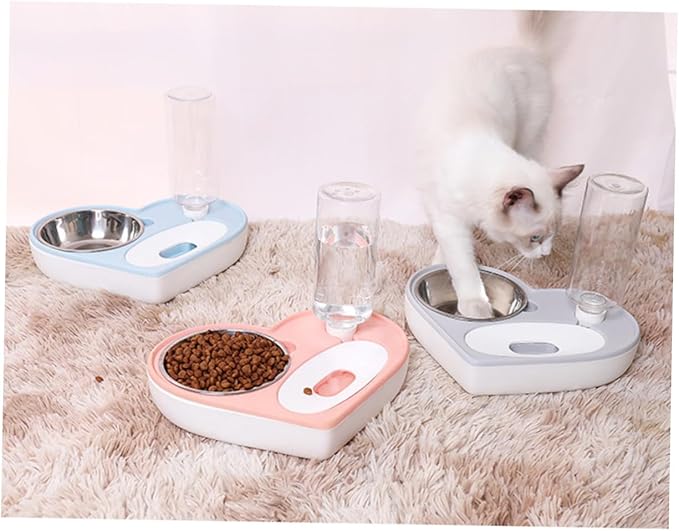 Happyyami Automatic Dog Water Bowl Heart Shape Pet Water Dispenser Metal Feeder Pet Drinking Supplies Non-Slip Base