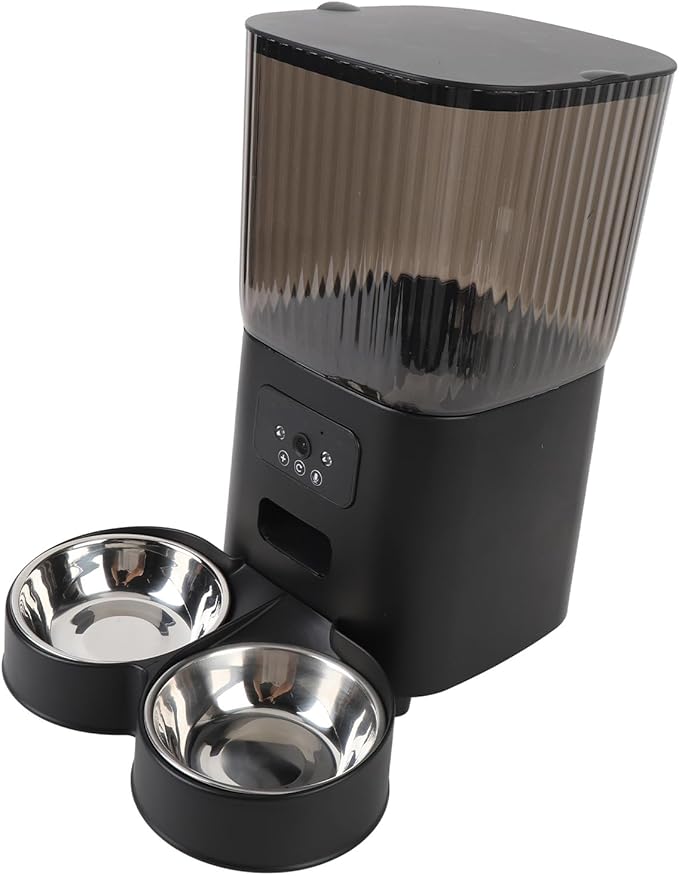 Automatic Pet Dispenser, Smart Pet Feeder with Camera, Voice Control, Timed Feeding for Dog Cat (Dual Bowls)