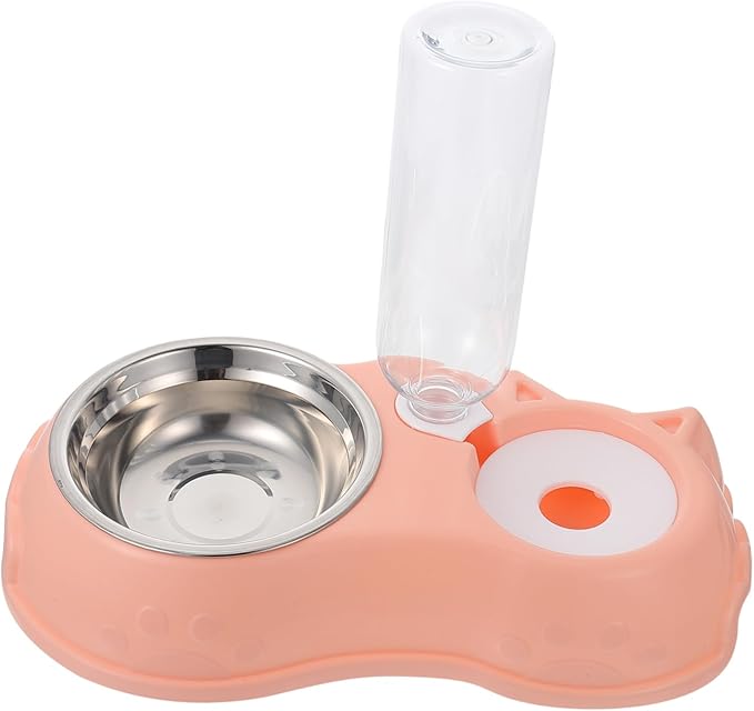 1set Automatic Pet Feeder and Water Dispenser for Dogs and Cats Dual Bowl Design Non- Base Convenient and Easy to Pet Feeding