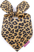 LunaMarie - Luxury Dog Bandanas - Cute Leopard Designs | Premium & Soft Poly Fabric | 100% Handmade Adjustable Shape Animal Print Pet Scarfs Small, Medium, Large (Leopard, Large)