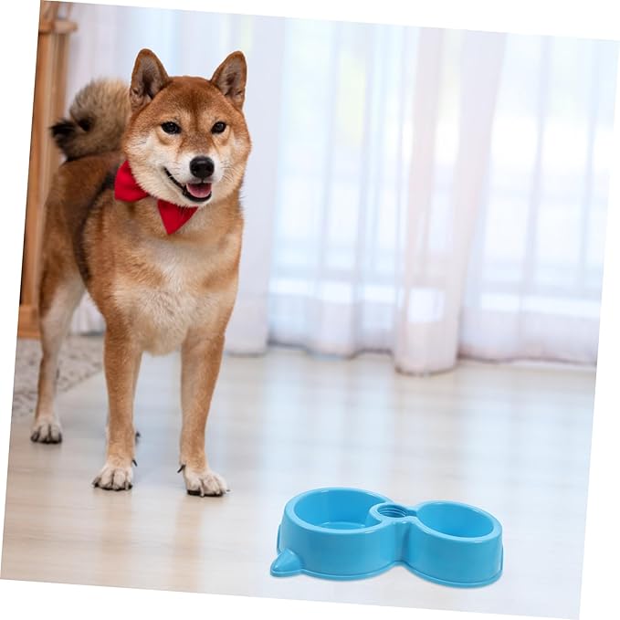 Hemoton Double Dog Cat Bowls with Attachable Water Bottle Automatic Pet Feeder for Cats Dogs Puppies and Kittens Durable Material Easy to Dual Bowl Design for Hydration