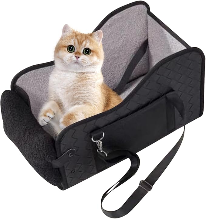 Pet Car Seat - 14lbs Portable Dog Cushion Bed Carrier for Car Travel, Road Trips with Foldable Function, Puppy Stroller Seats for Outdoor Indoor Use, Soft Fabric Gray, Easy Storage