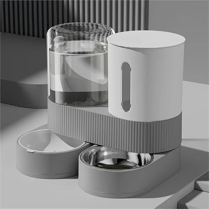 Compatible for AB 2-in-1 Pet Feeder Water Dispenser Set Stainless Steel Food Bowl Dogs Cats(Green)