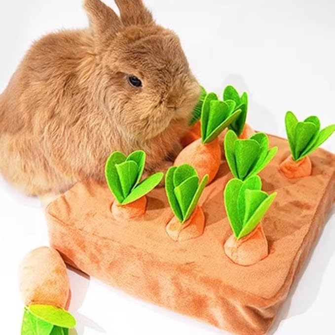 Carrot Garden Dog Toy | Snuffle Mat for Slow Feeding & Brain Training, Interactive Puzzle Toy with 9 Carrots for Puppies & Small Dogs, Indoor Enrichment Game to Relieve Boredom & Anxiety