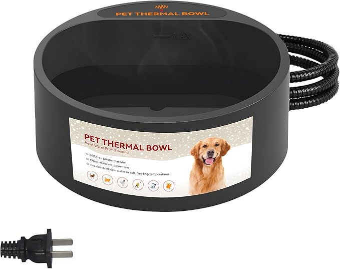 Automatic Heat Retaining Pet Feeders for Indoor Outdoor Use Nonslip Base Light Weight Dish Cold Climates Heated Pet Bowl for Cold Climates