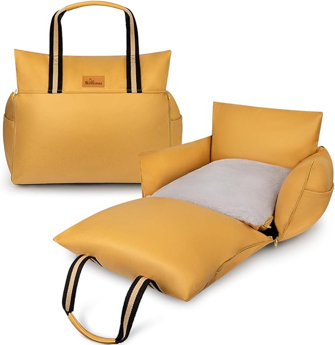 Dog Bed for Car | Waterproof Booster Seat for Small & Medium Dogs Up to 30 Lbs - Yellow