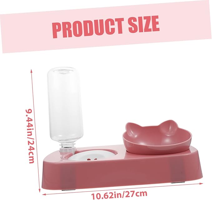 Sosoport Automatic Cat Food and Water Set Non-Slip Base Detachable Bottle Pet Feeder Dispenser for Dogs and Cats