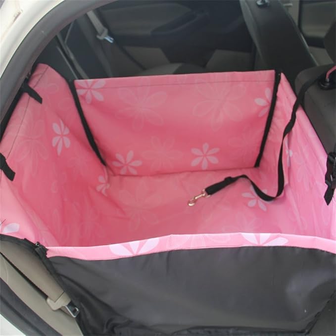 Vedem Dog Booster Car Seat Pet Back Seat Cover for Small Dogs (Floral-Pink)
