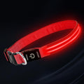 PetIsay Dog Light up Collar for Night Walking - High Visibility LED Dog Collar - Rechargeable - Waterproof - Reflective - Adjustable Lighted Glow Collars(Red,Large)