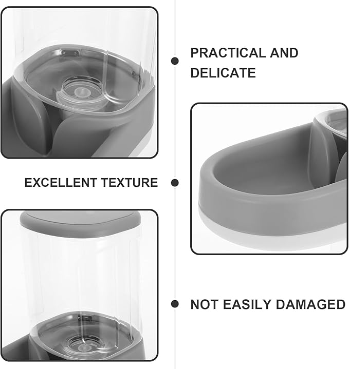 Automatic Dog Cat Feeder and Water Dispenser Waterer Bowl for Small Medium Pets Puppy Kitten with Grey Water Dispenser