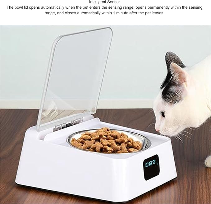 Automatic Cat Feeder Intelligent Automatic Cat Food Dispenser with Infrared Sensing Automatic & Removable Stainless Steel Bowl Automatic Pet Feeder for Cats and Dogs