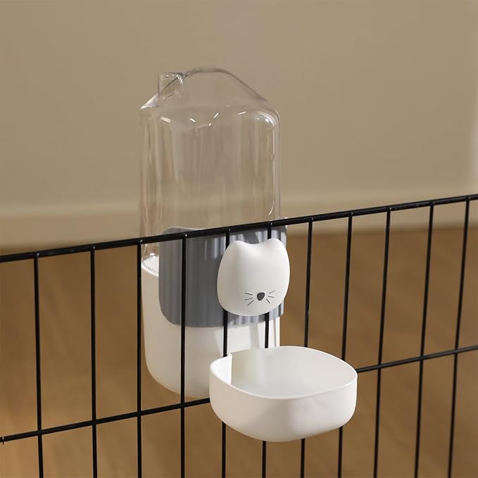 Automatic Hanging Dog Feeder Water Dispenser with Cartoon Cats Face Safe PP Easy Installation for Busy Owner Home Decors Hanging Dog Feeder Automatic Dog Feeder for Small Space