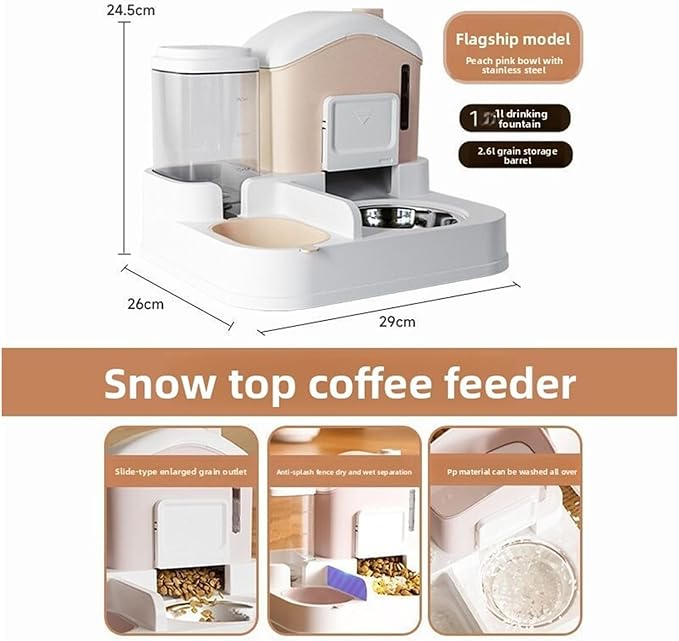 Pets Bowl, Pets Food Dish, Automatic Feeder and Water Dispenser, Anti-Tipping, for Pets Pet Supplies(Red)