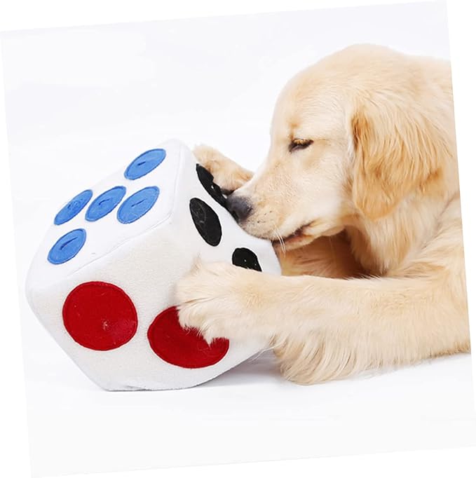 ibasenice Dog Plush Dice for Pets Soft Sniffing Training with Creative White Design Interactive Plush Chew for Dogs and Puppies Easy to pet Enrichment