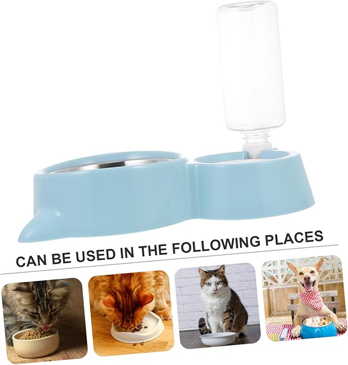 1pc Pet Feeder and Water Dispenser Practical Cat Bowl Automatic Dog Bowl Replaceable Water Bottle Choke Stainless Steel Design for Cats and Dogs