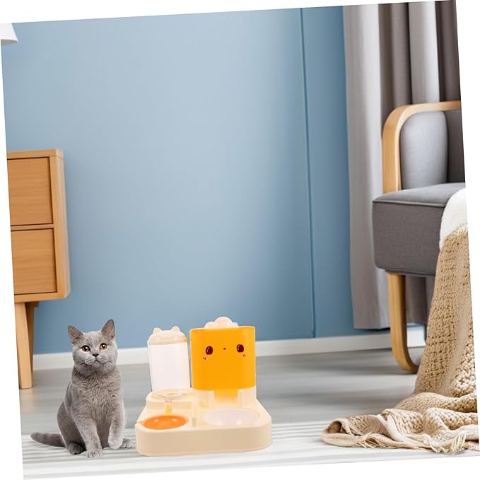 POPETPOP Cat Dog Feeder Double Bowl Automatic Water Supply Food Dispenser Self-Filling Water Bowl Clean Material Pet Feeding Drinking Station