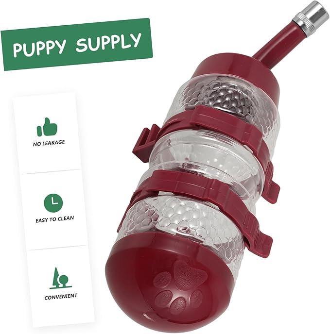 Hanging Dog Water Dispenser for Pets Automatic Feeder Compact Pet Cage Water Fountain No Leak Design for Cats and Dogs Easy Installation Wine Color
