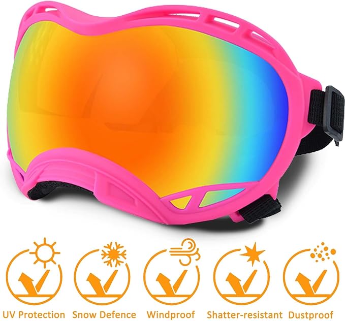 Dog Sunglasses,Doggles Anti-UV Protection,Pet Sunglasses with Adjustable Strap,Suitable for Motorcycle Car Driving Bike Riding Hiking Swimming Wind Dust Fog Dog Eye Protection