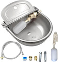 Automatic Water Bowl 304 Stainless Steel Pet Water Dispenser Dog, Feeder Waterer for Large Dogs with 40 Inch Steel Hose, 2 Float Valve, Copper Connector Adapter, 2 Bolts (with Drainage Hole)