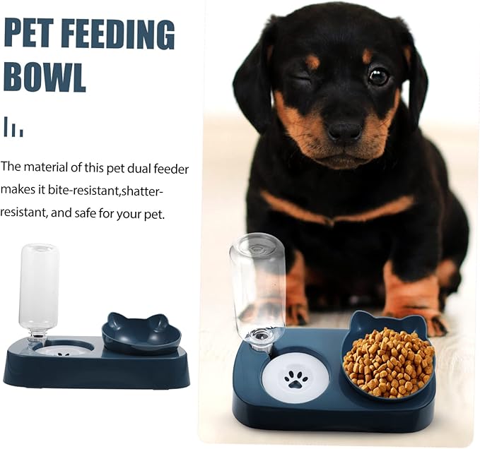 1Set Automatic Pet Feeder with Non Spill Design Cat Dog Food and Water Bowl Detachable Transparent Bottle for Easy Cleaning for Cats Dogs and Rabbits