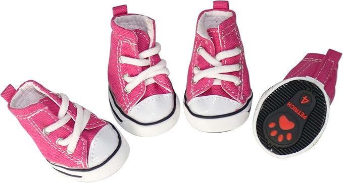 Pet Shoes Puppy Sport Denim Shoes Casual Style Anti-Slip Boots Sneaker Booties 4Pcs