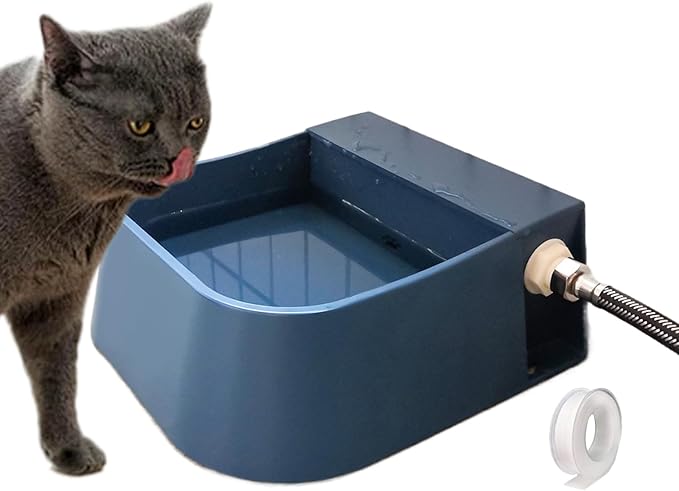 Refillable Dog Water Bowl - Slow Water Feed Dispenser, Water Drinking Fountain Bottle Bowl | Outdoor Float Valve Drinker for Animals, Livestock Water Trough Dispenser with Quick Connecting Pipe Hose