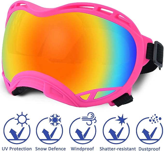 Dog Sunglasses,Doggles Anti-UV Protection,Pet Sunglasses with Adjustable Strap,Suitable for Motorcycle Car Driving Bike Riding Hiking Swimming Wind Dust Fog Dog Eye Protection