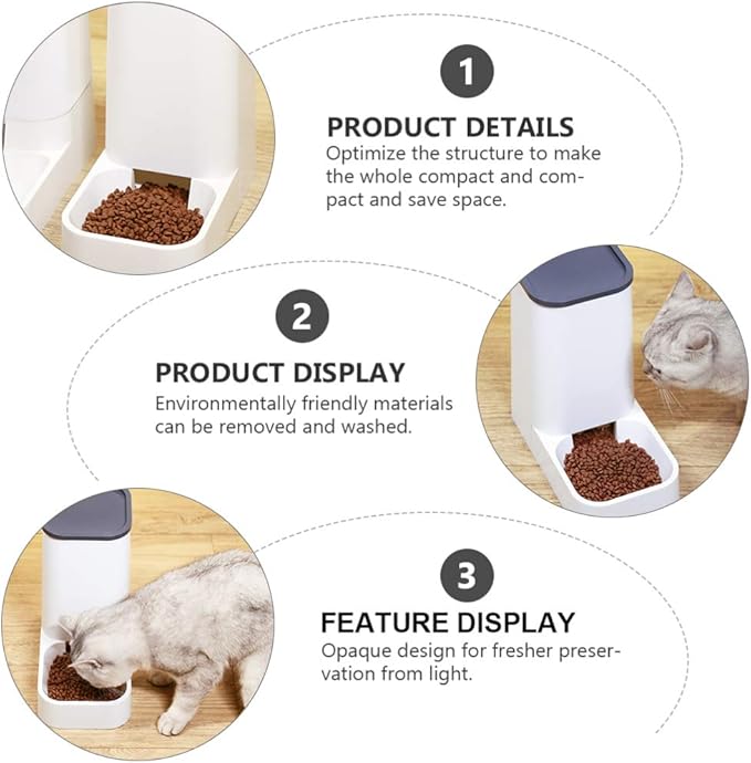 balacoo 1pc Automatic Cat Feeder Opaque Plastic Dog Cat Food Dispenser for Freshness Easy Rotation Grain Supply for Busy Owners