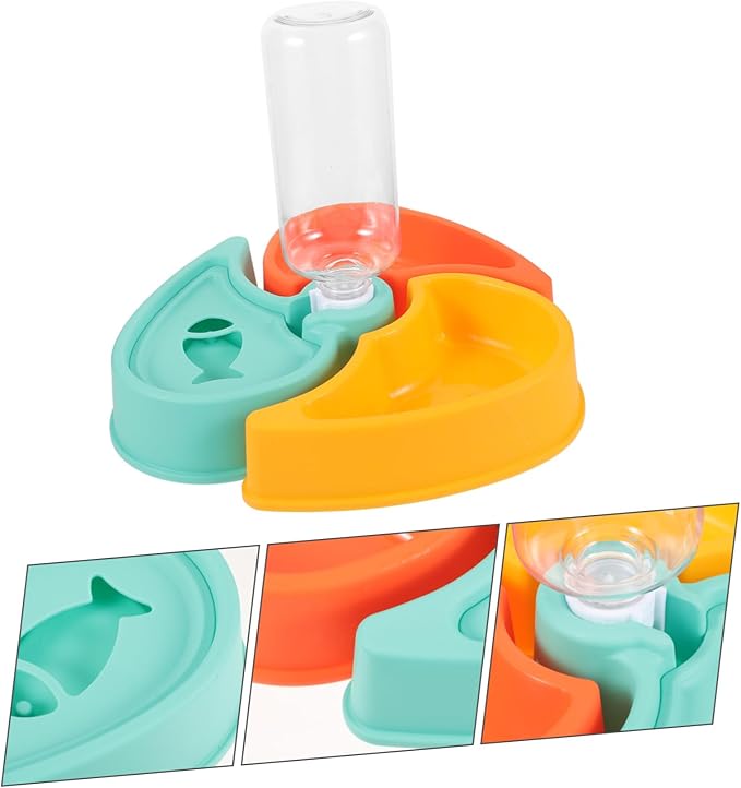 Kisangel Cat Food and Water Bowl Automatic Pet Feeder Dry and Wet Food Separation Non-Skid Design for Cats and Dogs Easy to Capacity for Multiple Pets