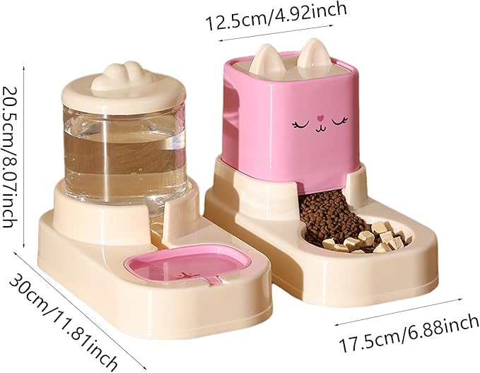 Automatic Cat Feeder, Auto Fill Cat Water Bowl, Cat Food Dispenser, Anti-Slip Automatic Pet Waterer, Large Capacity Cat Water Dispenser, Cute Dog Feeding Bowls (C)