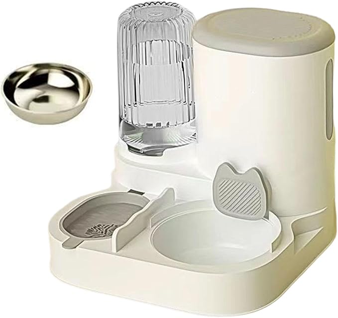 Automatic Dog Feeder and Water Dispenser Dog Bowl Convenient,Removable,Pet Supplies,Automatic Pet Feeder Food Feed for Puppy, Grey