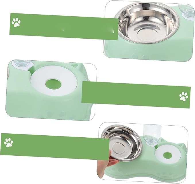 Happyyami 1set Automatic Pet Feeder Dual Food and Water Bowls Convenient Feeding for Busy Pet Owners Base Smooth Design for Cats and Dogs