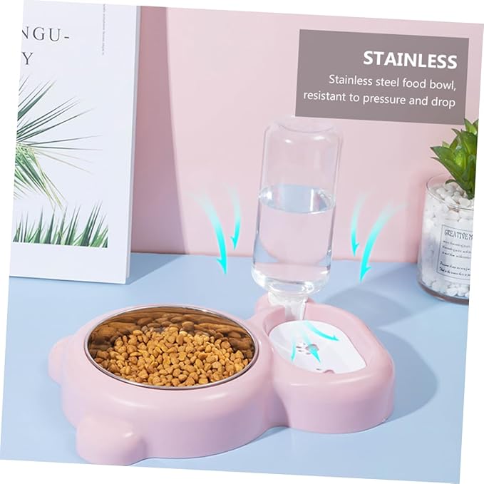 KESYOO Pet Feeder Bowl Dual Feeding and Drinking Bowl for Cats and Dogs Automatic Water Dispenser Durable Easy to pet Supplies