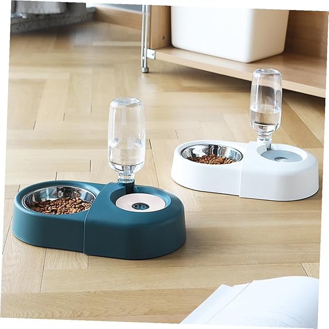 Automatic Dog Feeder and Water Bowl with Spill-Resistant Design, Blue Pet Food and Water Dish for Cats and Dogs, Suitable for Home Use
