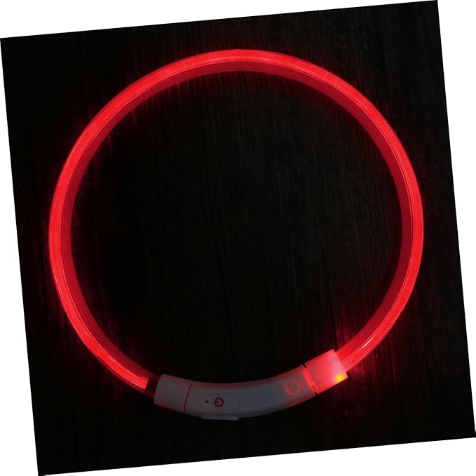 POPETPOP LED Dog Collar Rechargeable Pet Collar for Night Safety Red Saving Design for