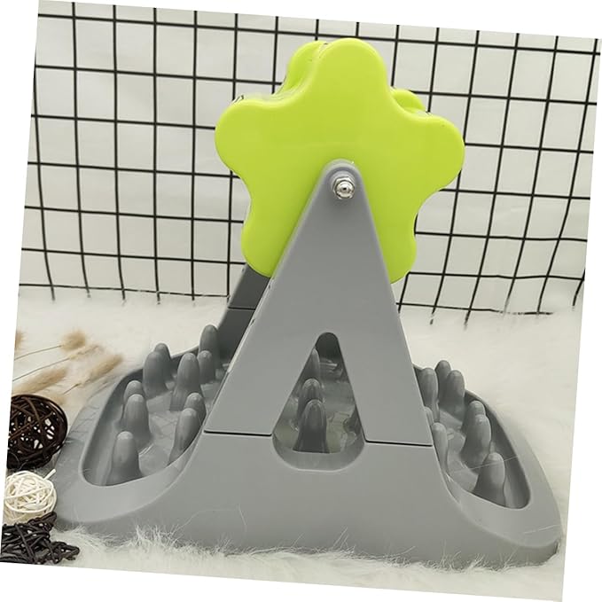 1piece Dog Automatic Food Dispenser Slow Feeder Dog Bowl for Healthy Eating Choking Design Material Grey and Green for Puppies and