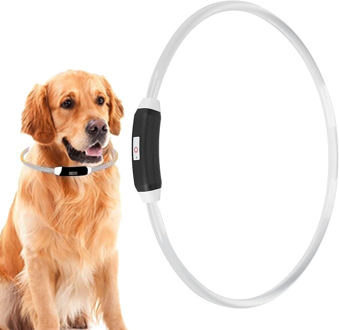Light Up Dog Collar, Glowing Pet Collar for Medium Small Dogs in The Collar Led Dog Collar USB Rechargeable LED Collar for Night Walking Lighted Dog Collar Necklace