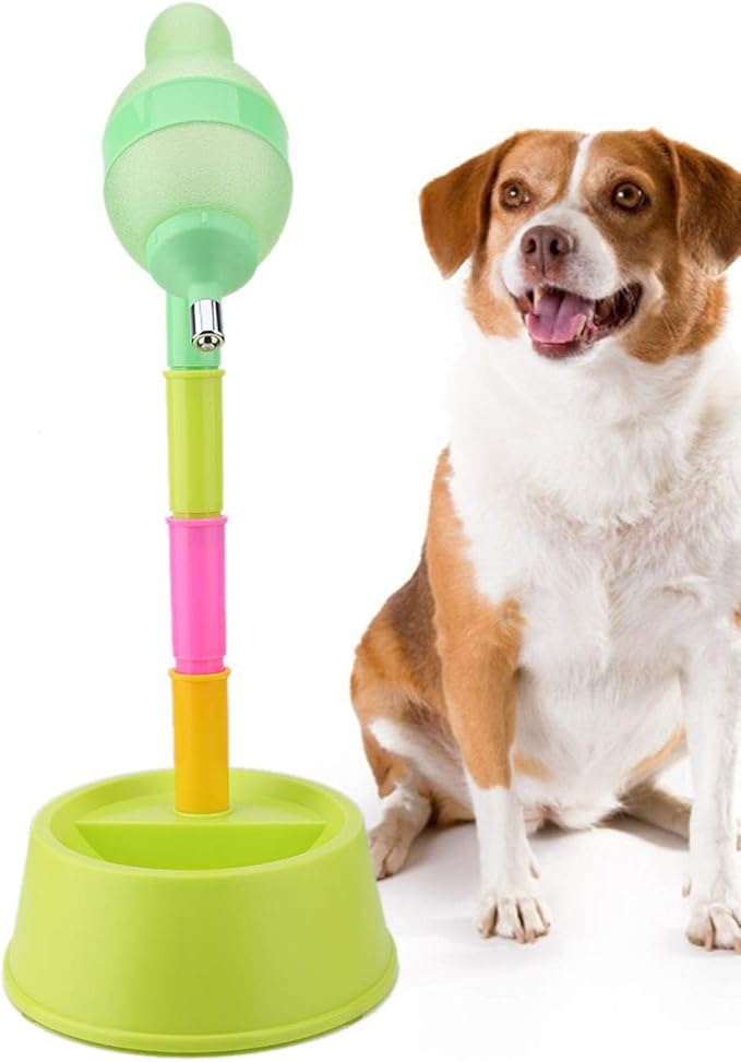 EVTSCAN Standing Pets Feeder Water Dispenser, Automatic Water Food Feeder Bowl Bottle, Adjustable Drinking Water Bottle(650 ML)(绿色底座)