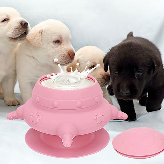 Puppy Feeder for Multiple Puppies, 240ml Silicone Puppy Milk Feeder Bowl with 4 Teats, Puppy Bottles Feeding Station for Nursing Kittens, Puppies, Rabbits(1 Puppy Feeder+2 Nipples+2 Syringes+1 Brush)