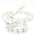 White Beaded Dog Collars, Pearl Cat Collar Leash Set Pu Leather Puppy Necklace with Crystal Rhinestone Diamond for Girl Kitten XXSmall Small Medium Female Dogs Jewelry Wedding & Birthday Party, M
