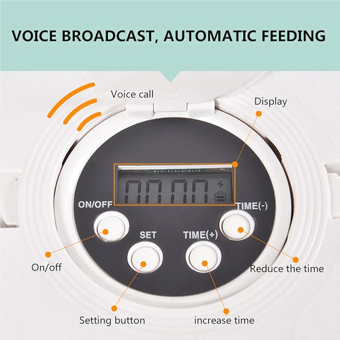 6-Meal Automatic Pet Feeder Food Dispenser for Dogs and Cats W/Programmable Digital Timer, Portion Control & Voice Recording, Dishwasher,Safe Tray Feeds Wet Or Dry Food