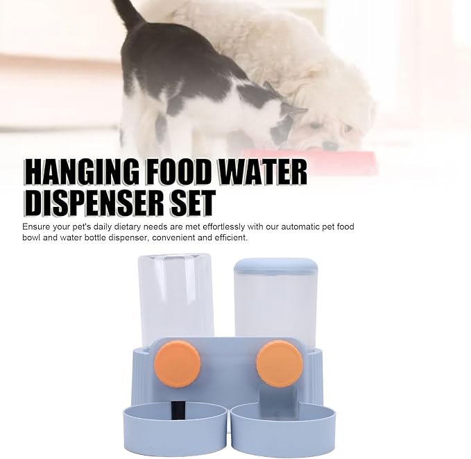 Pssopp Automatic Pet Feeder Small Medium Pets Automatic Food Feeder and Waterer Set,Dogs Cats Food Feeder 2 in 1 Water Dispensers for Small Animals Rabbits Guinea Pigs Kittens and Dogs
