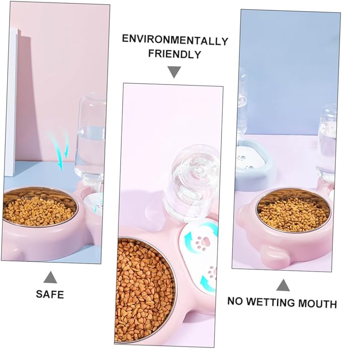 Cat and Dog Pet Feeder Stainless Steel Double Bowl Water Bowl Auto Refill Non- Material