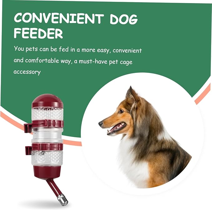 Mikikit 5pcs Pet Feeder Dispenser for Dogs and Cats Hanging Water Bottle with Automatic Drinking Function Easy to Install Prevents Spills for Pet Cages and Travel Wine Color