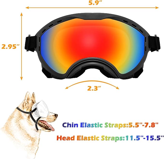 Dog Sunglasses with Adjustable Strap, UV Protection, Winproof Puppy Sunglasses, Suitable for Dogs Eyes Protection,Soft Dogs Goggles