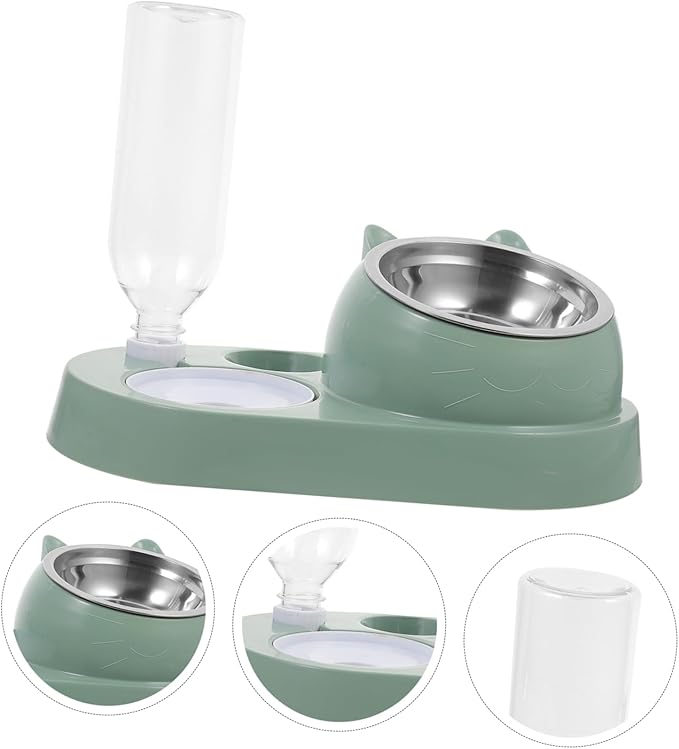 POPETPOP Automatic PET Feeder with Water Dispenser Dual Bowl Design for Cats and Small Dogs Skid Base Detachable for Easy Cleaning for Indoor Use
