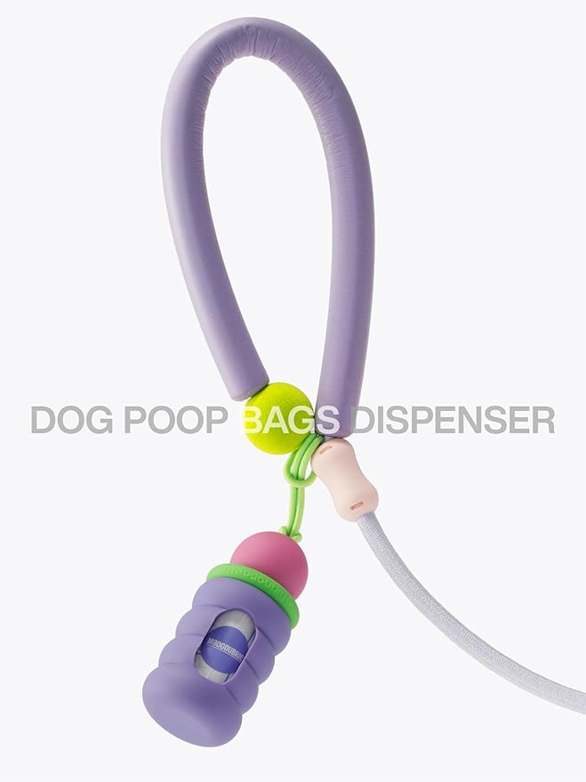 Dog Poop Bags with Dispenser, Leak Proof and Extra Thick Pet Waste Bags for Walking Dog and Cats Litter, 1 Bag Holder and 105 Bags (Purple)