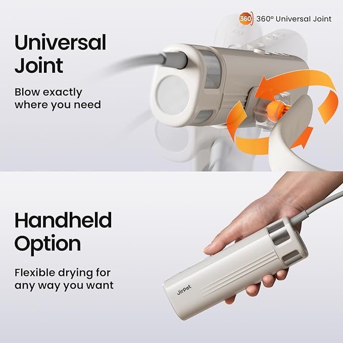 JirPet Pet Neck Dryer, Professional Dog Dryer for Pet Grooming, Hands-Free Dog Blow Dryer with Neck Hanging, Dog Hair Dryer with 3 Speeds & 4 Temp, Portable High Velocity Pet Dryer for Grooming Salon