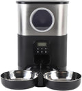 Automatic Pet Feeder, 5L Large Capacity Automatic Timed Cat Feeders with Visable Window Quantitative Feeding Stainless Steel 2 Bowls Dog Food Dispenser for Cats Dogs (Black)